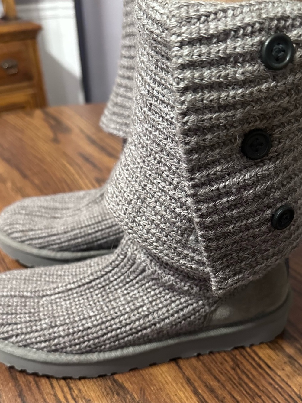 UGG Women's Knit Button Boot in Gray